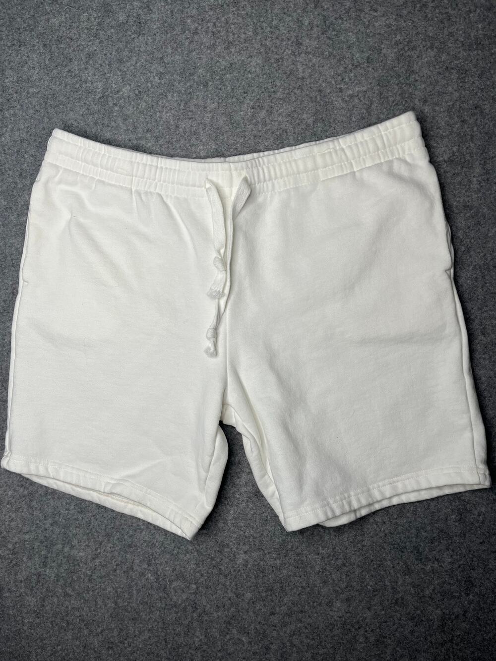 Cotton Collective White Fleece Drawstring Lounge Sweat Shorts Large